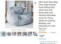 W786 N&V Giant Bean Bag Chair-Sofa Adult Size