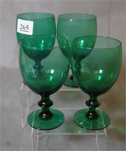 (4) Green Stemware Glasses