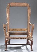 Queen Anne transitional easy chair frame. 18th cen