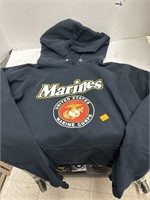 Marines Hooded Sweatshirt - missing string - sz M