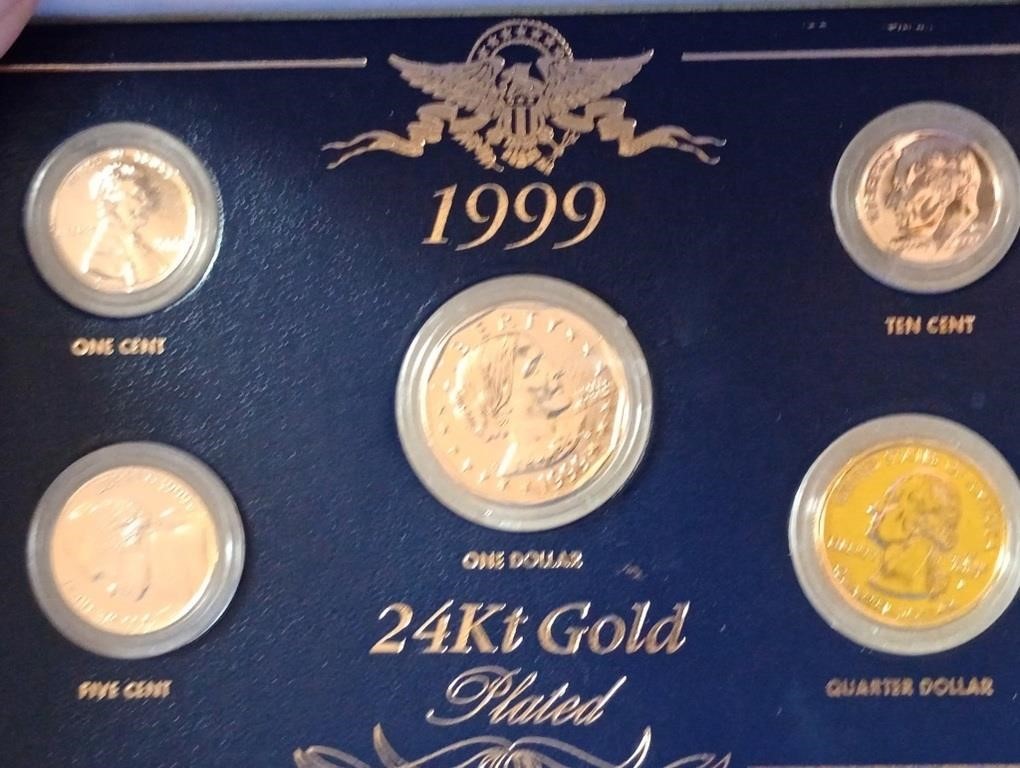 1999 24 karat gold-plated coin set