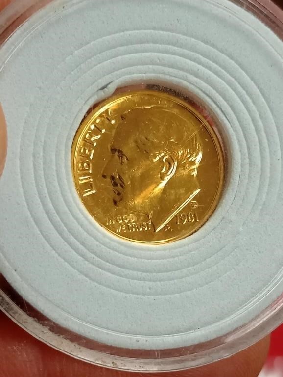 Dime 1981 maybe gold-plated