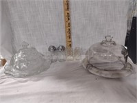 Covered Marble & Cut Glass Cheese Domes Lot