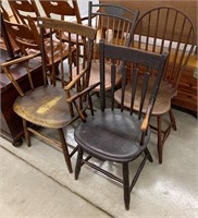 Grouping Of (4) Antique Windsor Chairs (Most Are