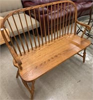 Modern Oak Windsor Settee