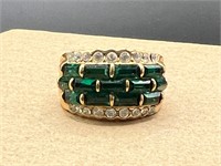 Dark Green, Gold-Toned Ring Size 8.25