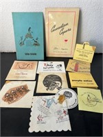 Vintage wine lists & napkins. Jazz.