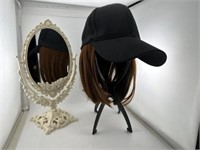 Hat w/ wig attached and mirror