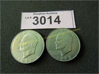 Uncirculated 1972 D and 1972 Eisenhower dollars