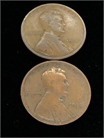 Pair of Antique Lincoln Wheat Penny Coins - 1912,
