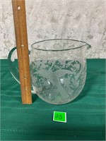 Beautiful Glass Pitcher with Bird Etching
