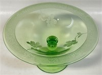 STUNNING URANIUM GLASS FOOTED COMPOTE
