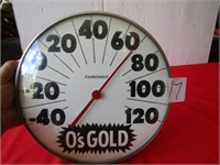 O'S GOLD 12" ROUND THERMOMETER W/ GLASS