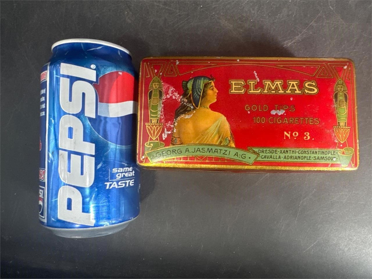 ELMAS  EGYPTIAN 100 GOLD TIPS CIGARETTE TIN