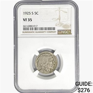 1925-S Buffalo Nickel NGC VF35