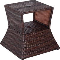 New Rattan Wicker Side Table with Umbrella