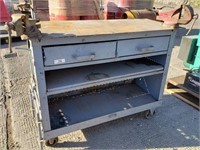 Work Bench w/Casters & (2) Vises