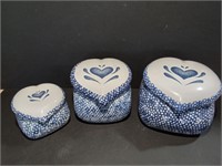 3 Blue And White Canisters
