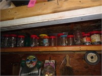Shelf Lot of Misc. Hardware in Jars
