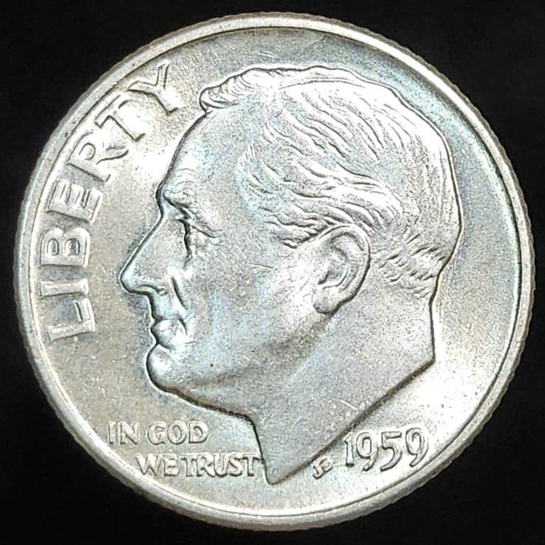 1959-D Roosevelt Dime - BU Full Torch