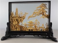 Large Chinese Carved Cork Panorama