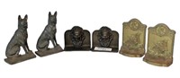 Three Sets of Cast Metal Book Ends
