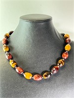 17-19" Sterling Faceted Tiger Eye Necklace 92 Gr