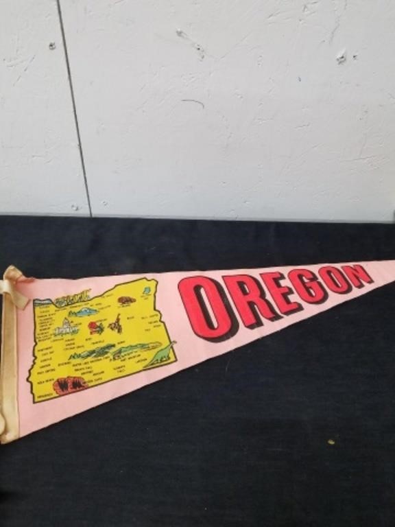 Vintage 25.5 x 8.5 in Oregon souvenir flag