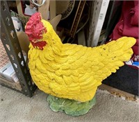 PAINTED CONCRETE ROOSTER GARDEN DECORATION