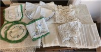 Lot of Vintage Doilies, Napkins, Tablecloth & More