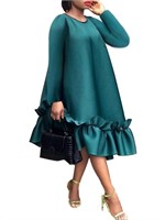 R183  Vonda Womens Vintage Ruffle Hem Dress