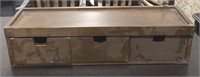 (L) 3 Bin Wood Storage Box. 28” x 7” x 7”