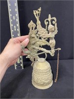 Unique, Vintage Wall Mount Ornate Brass Bell