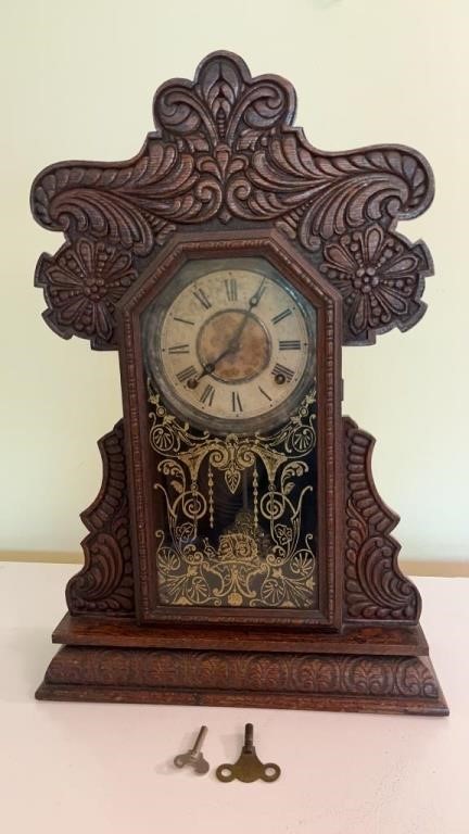 BEAUTIFULLY PRESERVED WOODEN GINGERBREAD CLOCK