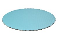 Tahiti Blue/Kraft Scalloped Edge Cake Circle