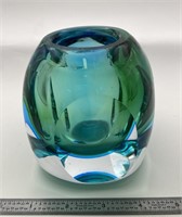 Art Glass Candle Holder Heavy