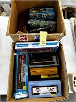 2 Boxes of Old Train Cars & Accessories