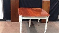 Expandable Antique Walnut Table On Casters