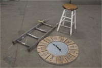 Stool, 54" Blanket Ladder & 31" Decorative Clock