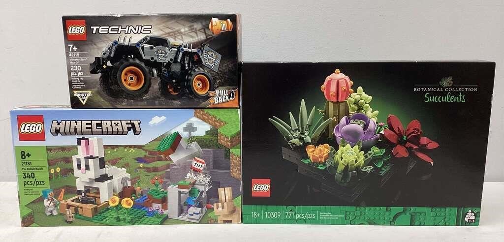 LEGOs Succulents, Monster Jam, Mindcraft NIB