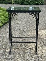 Ornate Iron Base Marble Top Stand