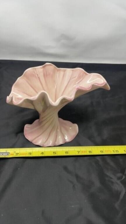Vintage 1960's Pink Twisted Ruffled Abstract Vase