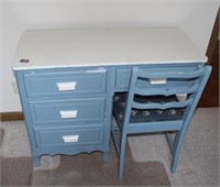 Desk and Chair (Painted Blue)