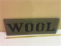 WOODEN WOOL SIGN NEW