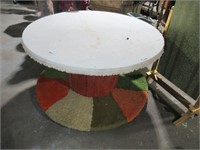 large round fabric covered table