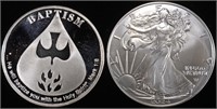 1 OZ .999 SILVER 2024 BAPTISM ROUND & 2024 ASE