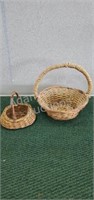 3 woven wicker handled baskets & 13 in trash can