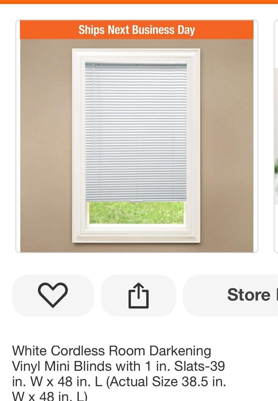 White Cordless Room Darkening Vinyl Mini Blinds