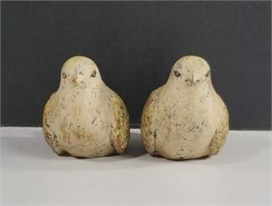 Pair of Ganz Multicolored Hand Carved Wooden Bird