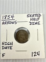 1854 Arrows Seated Half Dime w/ High Date